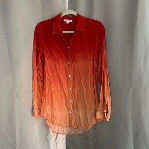 Beachlunchlounge Vibrant Red/Orange Ombré Button-Up Shirt sz m medium